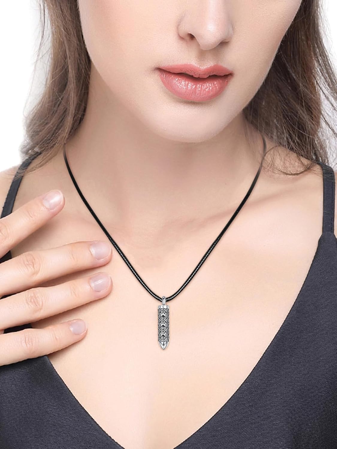 Dreamboat Pet Crematian Urn Necklace for Dog Cat Ashes 925 Sterling Silver Paw Print Keepsake Pendant Jewelry Gifts for Women Men