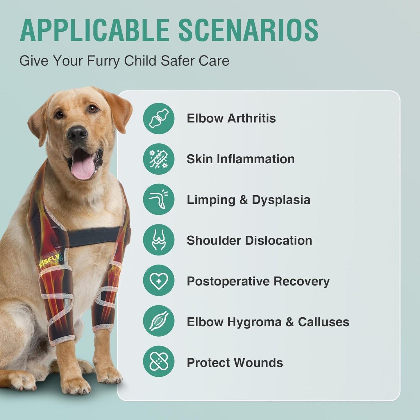 Dog Elbow Brace for Canine Elbow and Shoulder Support Osteoarthritis Shoulder Dislocation Elbow Calluses Pressure Sores, Dog Elbow Protector Prevent Licking Wound with Reflective Left Leg XXL