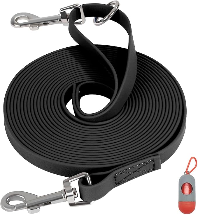Waterproof Long Leash for Dogs Training 16FT/30FT/50FT, Long Dog Leash Heavy Duty Lead for Large Medium Small Dogs Outside Walking, Playing, Camping, or Yard(Black 50FT)