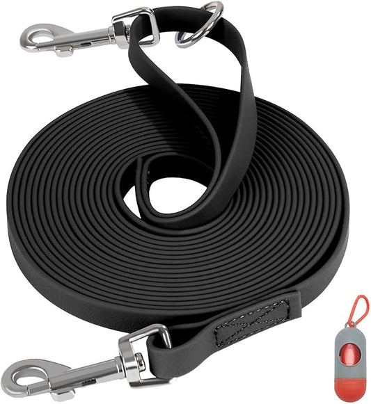 Waterproof Long Leash for Dogs Training 16FT/30FT/50FT, Long Dog Leash Heavy Duty Lead for Large Medium Small Dogs Outside Walking, Playing, Camping, or Yard(Black 50FT)