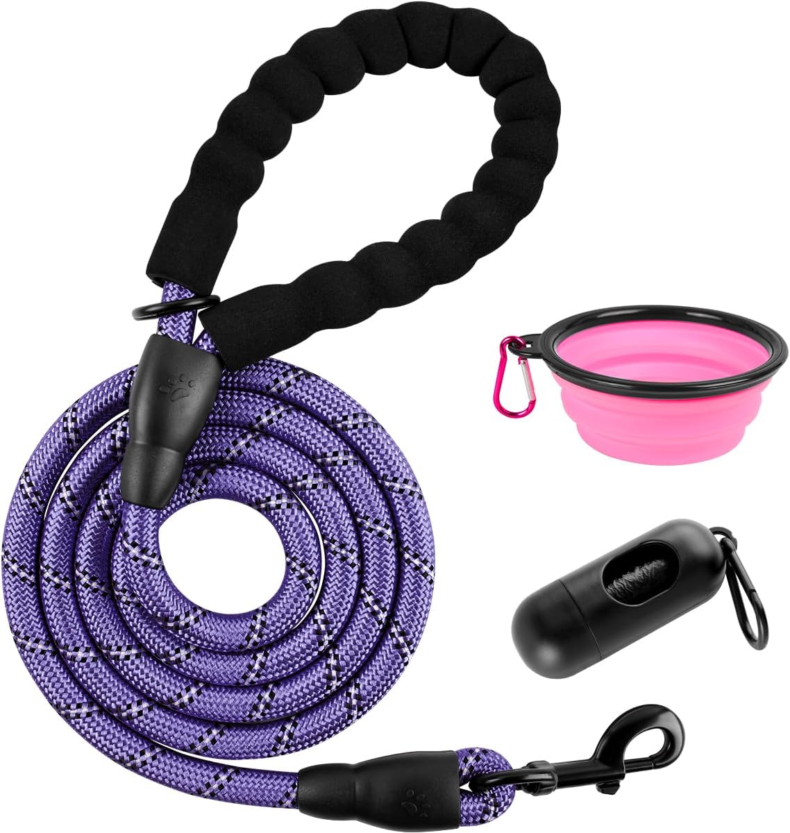 BARKBAY Dog Leashes for Large Dogs Heavy Duty Dog Leash 4/5/6 FT with Comfortable Padded Handle and Highly Reflective Threads for Medium Large Dogs Walking Training Running (6FT-1/2'',Purple)