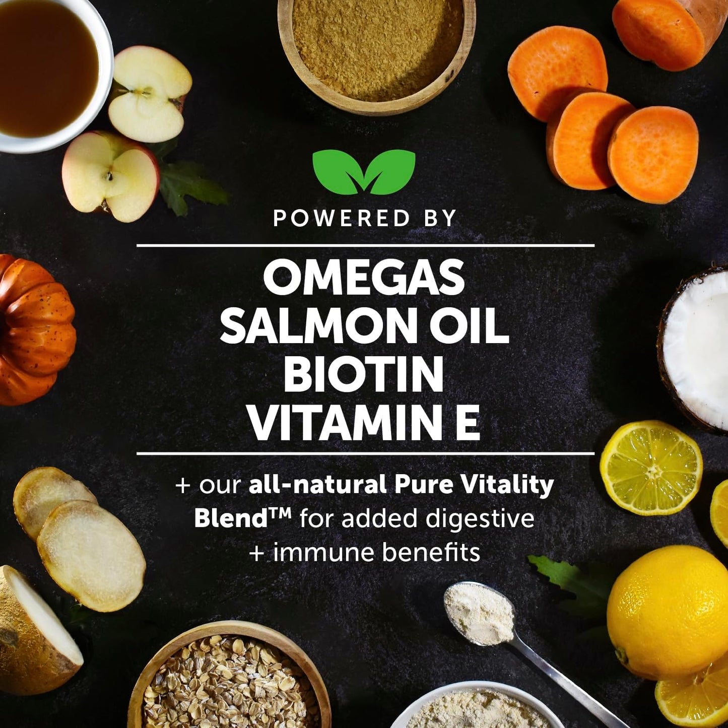 Omega Skin Health Chews for Dogs, Alaskan Salmon Oil, Omega-3 Fish Oil, Krill, Spirulina, Omega-3s, Healthy Skin & Coat, Itchy Skin, Dog Allergies, May Reduce Shedding (90 Count)