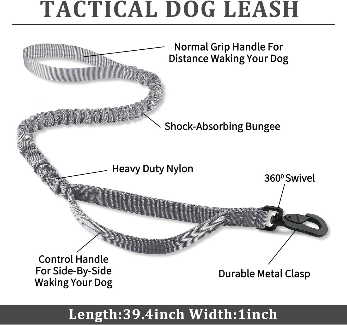 COOYOO Dog Collar,3 Piece Set Tactical Dog Collars, Adjustable Military Training Nylon Dog Collar with Control Handle and Heavy Metal Buckle for Medium and Large Dogs