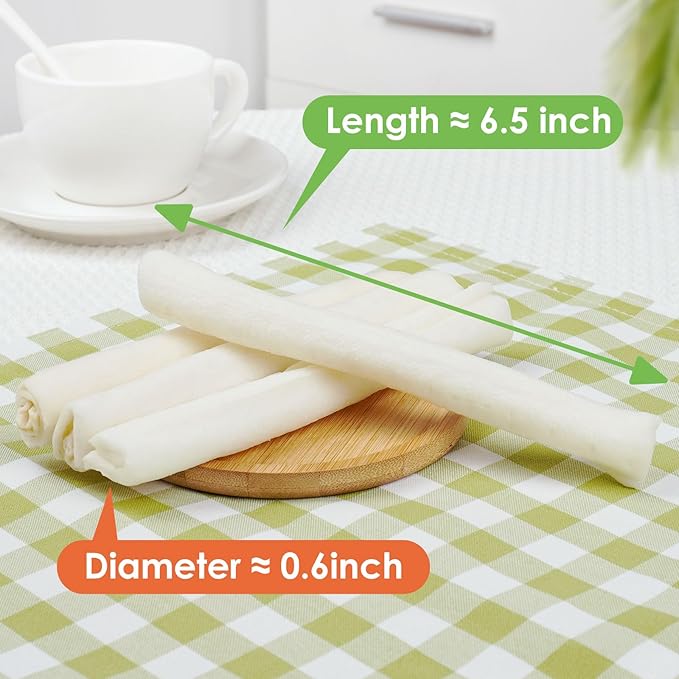 MON2SUN Dog Rawhide Rolls Twist Sticks 6.5 Inch Natural Flavor Rawhide Chews 18 Count for Puppy and Small Dogs