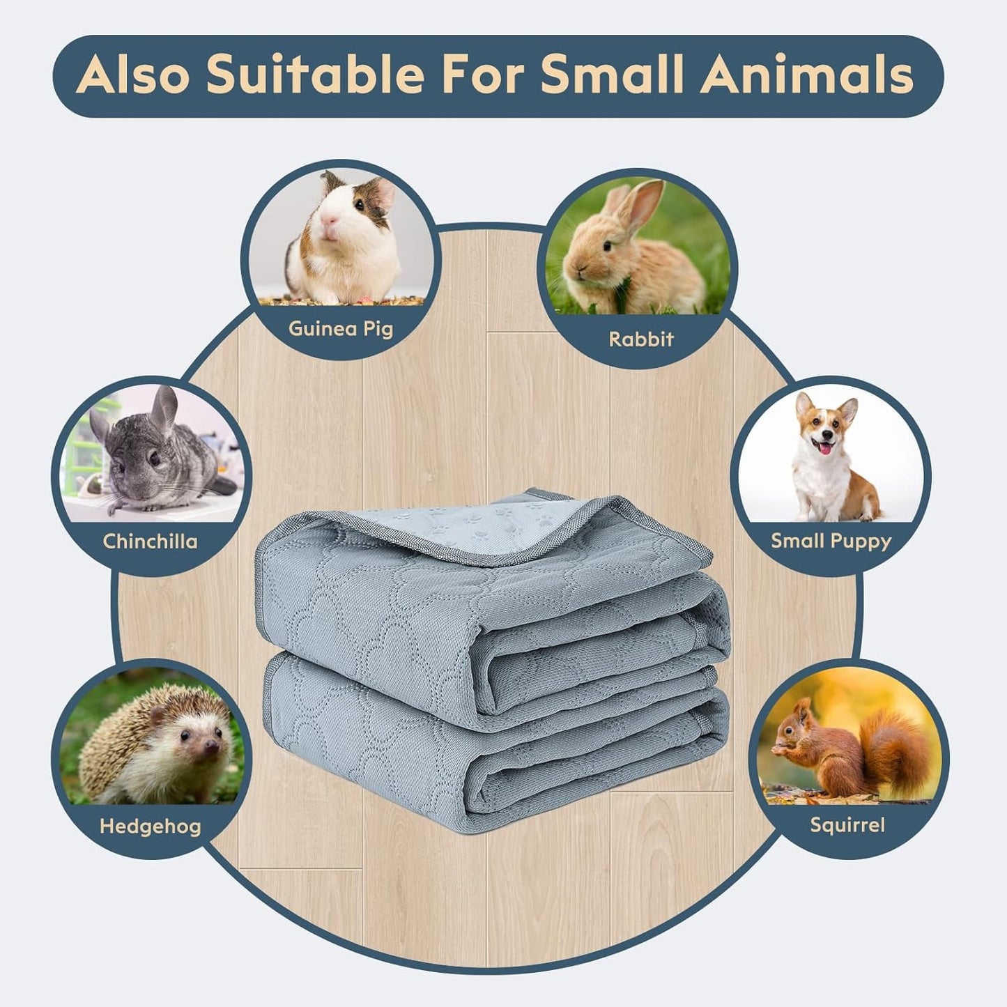 Washable Guinea Pig Cage Liner - 4 Pack Reusable Washable Pee Pads，Waterproof Guinea Pig Bedding for Small Animal - Rabbit Bunny Hamster Puppy (Light Grey, 12" X 12" - 4 Pack)