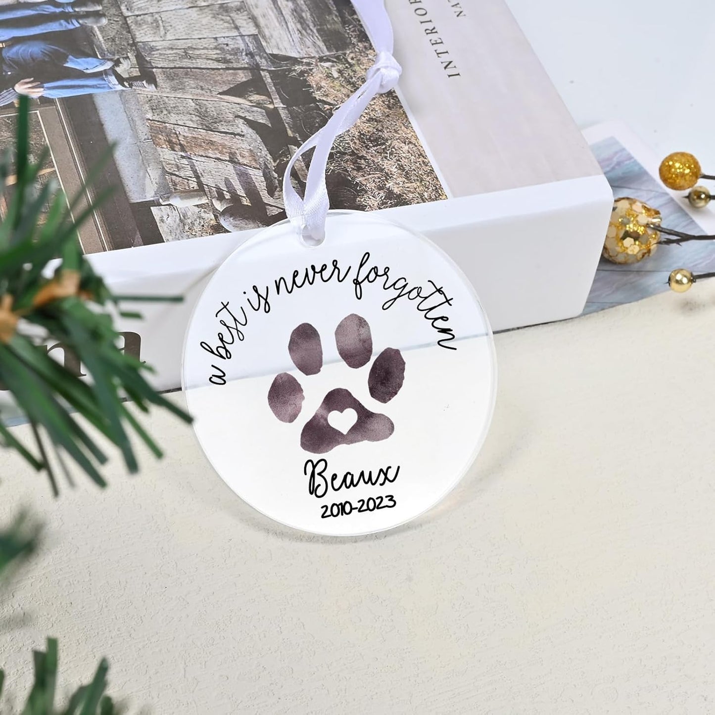 Pet Memorial Christmas Ornaments, Touber Personalized Pet Memorial Ornament, Pet Keepsake Ornament, Pet Loss Gifts, Pet Memorial Gifts, Loss of Pet Sympathy Gifts - Acrylic