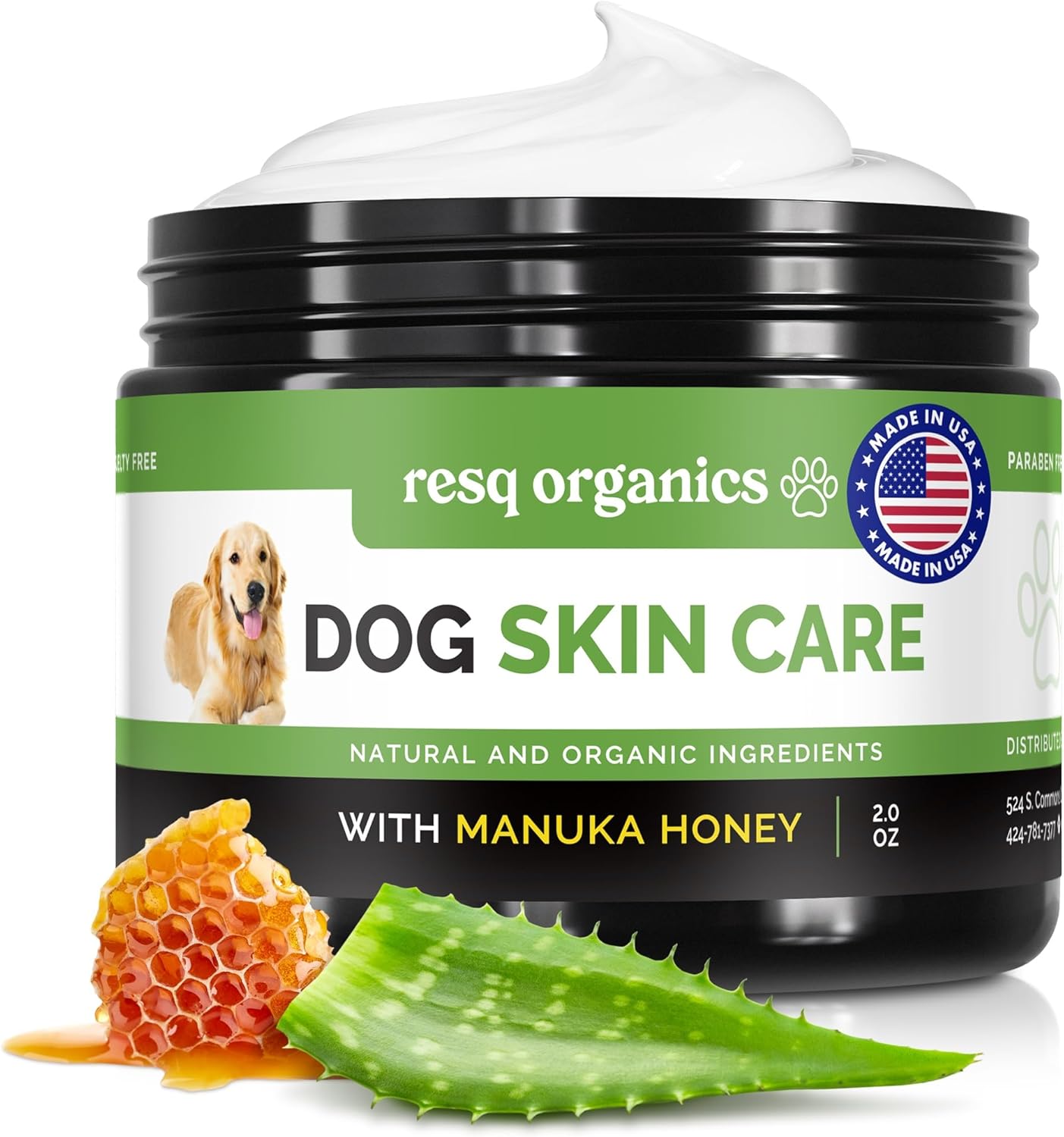 Hot Spot Treatment for Dogs, Cats & Pet Wound Care: Healing Ointment for Pets Itchy Skin Relief, Dry Skin Treatment, Natural Allergy Relief, Dog Paw Balm + Manuka Honey, Aloe Vera, Vitamin E (2 Oz.)
