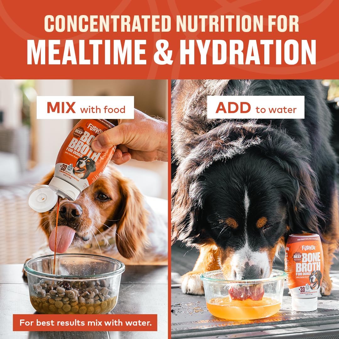 Beef, Chicken & Mobility Bone Broth Concentrate for Dogs - Collagen Protein, Amino Acids, Glucosamine for Digestion, Skin & Coat, Immune System, & Joint Support, Human Grade (3pk, 60 Servings)