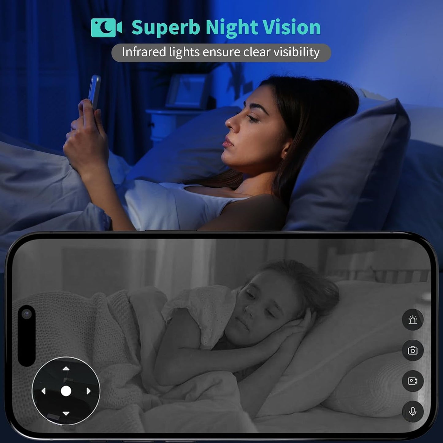 Alaga 3K Indoor Security Camera,5G and 2.4G WiFi,360° Pan and Tilt,AI Human Pet MotionDetection,Night Vision,Two-Way Audio,Compatible with Alexa & Google Assistant,Free 64G SD Card