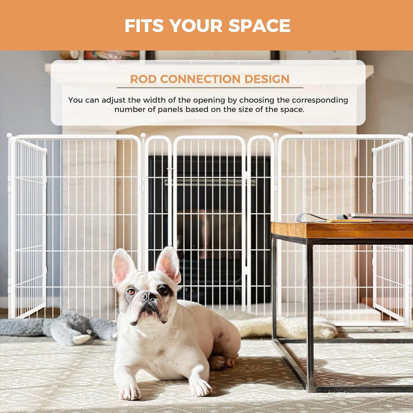 FXW Dog Gate Extra Wide Designed for Indoor Use, Adjustable Width Up to 165-inch Wide (40" H 6 Wire Panels for Medium and Large Dogs), White