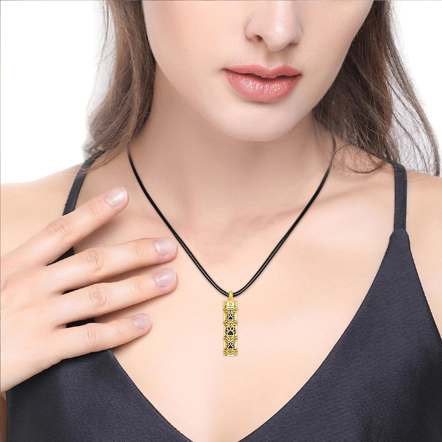 Dreamboat Pet Crematian Urn Necklace for Dog Cat Ashes 925 Sterling Silver Paw Print Keepsake Pendant Jewelry Gifts for Women Men