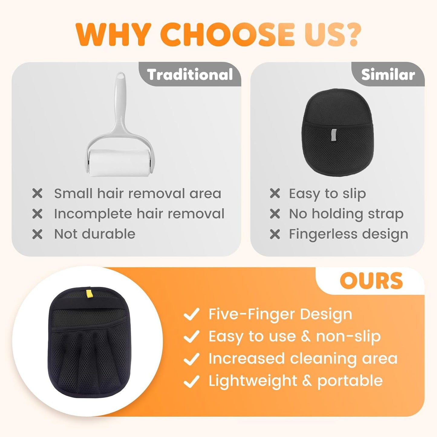 Pet Hair Remover Gloves, 2025 Upgraded Static Removal Gloves for Pet Hair, Cat & Dog Hair Removal Tool for Couch, Furniture, Carpet, Car Seat, Pet Grooming (1 Pack)