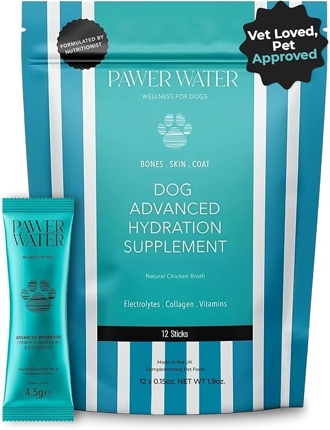 Advanced Joint & Hydration Supplement for Dogs – Vet-Approved - Soluble Powder with Collagen, Electrolytes, 7 Active Nutrients & Vitamins – Chicken Broth Flavor (Up to 8 Weeks Supply)