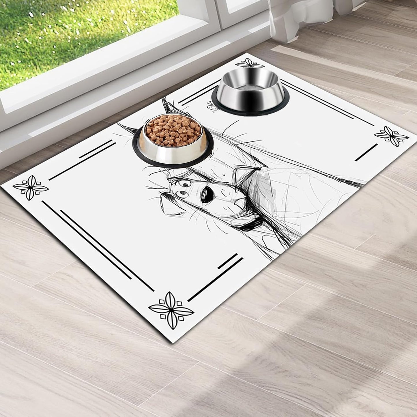 Pet Feeding Mat for Dogs and Cats - Super Absorbent Anti-Slip Bowl Pad, Eco-Friendly Washable Mat to Prevent Spills and Mess German Shepherd Mat 16"x24"