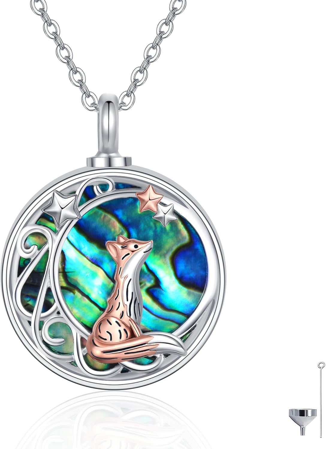 Urn Necklace for Ashes 925 Sterling Silver Cat/Fox/Dog/Opal/Guitar Pet Cremation Memorial Keepsake Jewelry for Ashes for Women