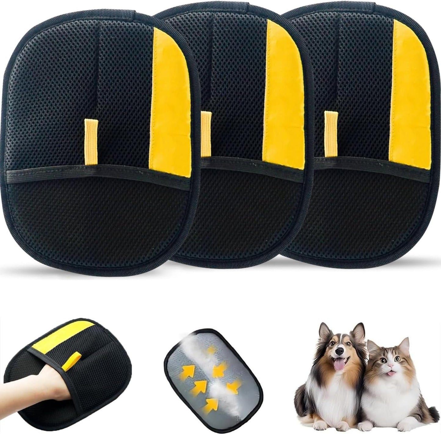 Electrostatic Pet Hair Remover Glove,Pet Hair Removal Gloves for Pet Hair,Home UseReusable Cat & Dog Hair Remover for Couch, Furniture, Carpet, Curtain(3pcs)