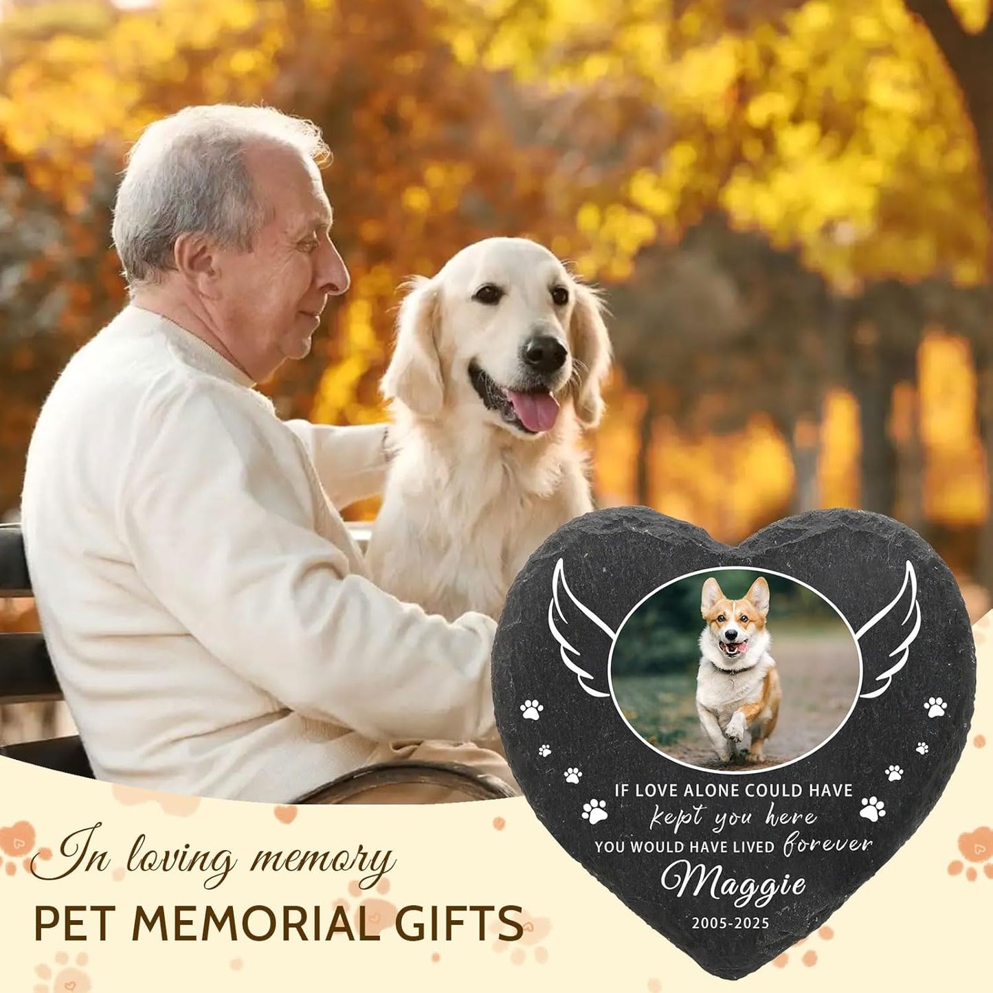 Dog Memorial Gifts for Loss of Dog Cat,Personalized Pet Memorial Stone with Photo Name,Custom Pet Remembrance Gifts,Cat Memorial Sympathy Gift,Dog Passing Away Gifts,Memorial Plaques for Dogs
