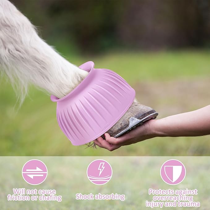Abbylike Horse Bell Boots Protect Against Hoof Impact Trauma Rubber Bell Boots Horse Care for Turnout No Rub Design Comfort Quick Wrap Hook and Loop
