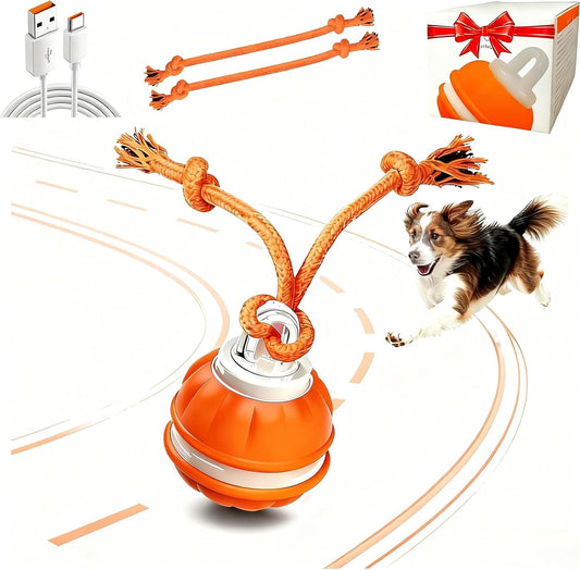 Interactive Dog Toys,Puppy Toys,Interactive Dog Toys for Small Dogs,Peppy Pet Ball for Dogs,Automatic Rolling Birdsong Squeaky Touch-Activated Moving Tiny Fetch Dog Toy to Keep them Busy(Orange)