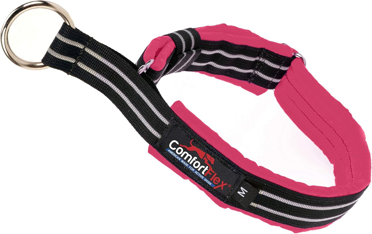 ComfortFlex Martingale Dog Collar - 1" Wide, Reflective, Adjustable, Fully Padded Nylon, Gentle Control, Escape-Proof, Limited Slip Design, Made in The USA, Small, Berry