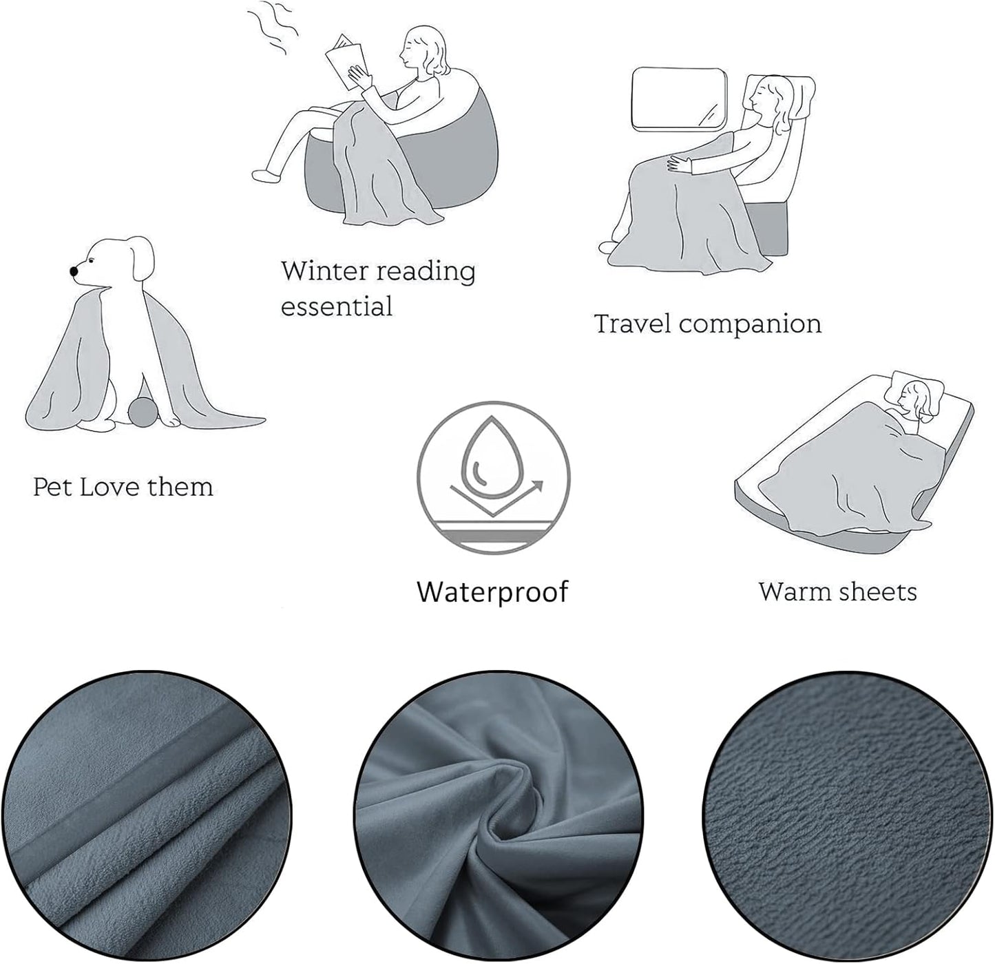 Ameritex Pet Bed Blanket Reversible 100% Waterproof Velvet Super Soft for Sofa and Bed