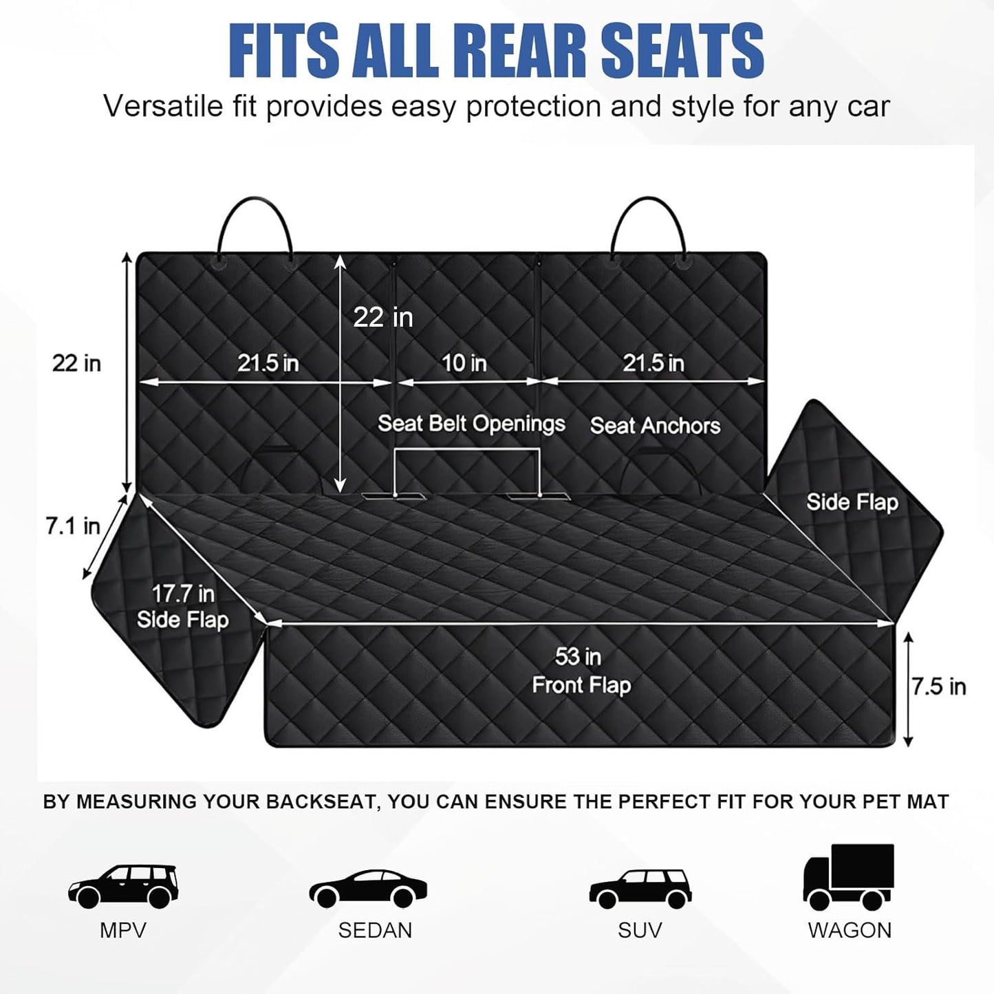 STARVAST Dog Car Seat Cover for Back Seat, Waterproof Pet Bench Seat Cover, Nonslip Back Seat Cover Soft Dog Seat Covers for Kids & Pets, Universal Backseat Cover for Cars,Trucks & SUVs