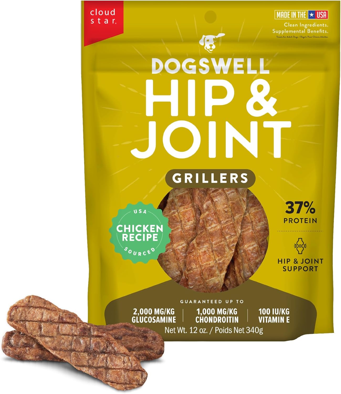 Dogswell Grain-Free Hip and Joint Chicken Grillers for Dogs, 12 oz. Model: 842185