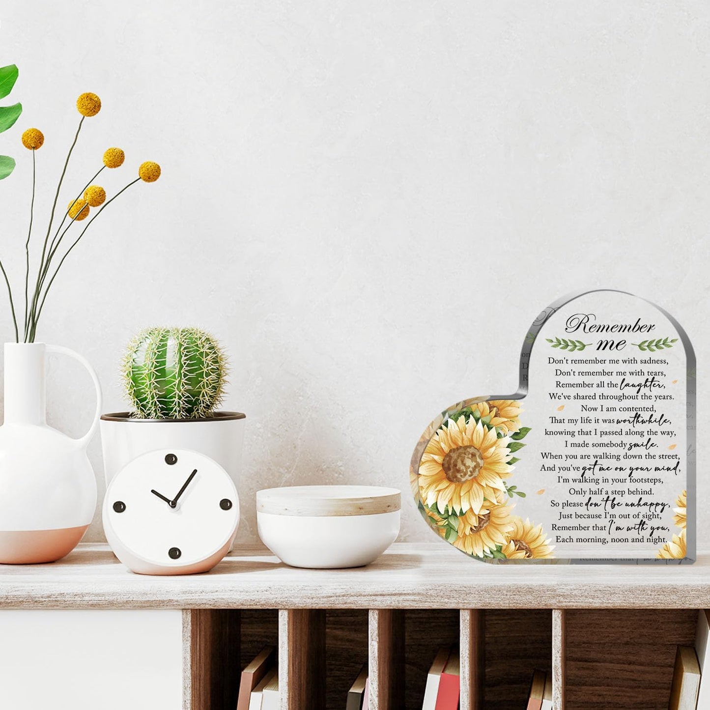 Sympathy Gifts, Acrylic Heart Shape Memorial Paperweight Remembrance Decorations for Loss of Loved One Loss of Grandmother Father Table Remembrance Gifts Bereavement Gift