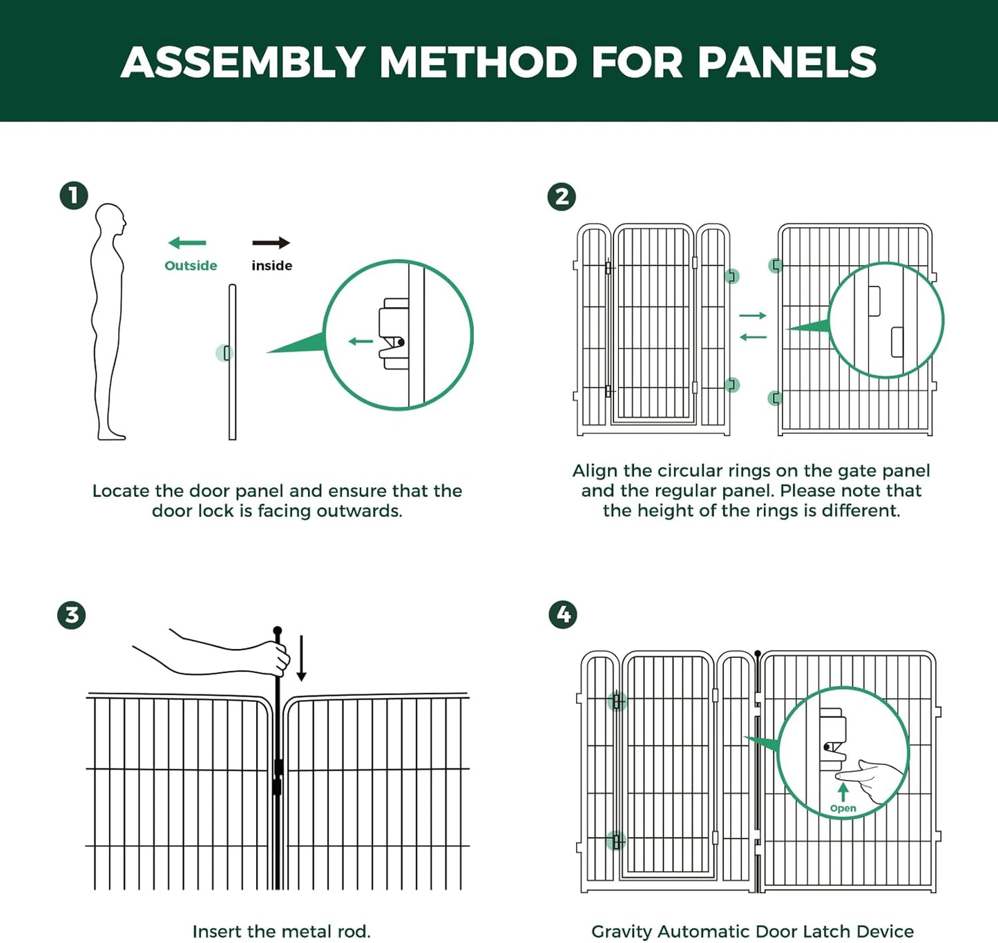 FXW Dog Gate Extra Wide Designed for Indoor Use, Adjustable Width Up to 165-inch Wide (40" H 6 Wire Panels for Medium and Large Dogs), Black