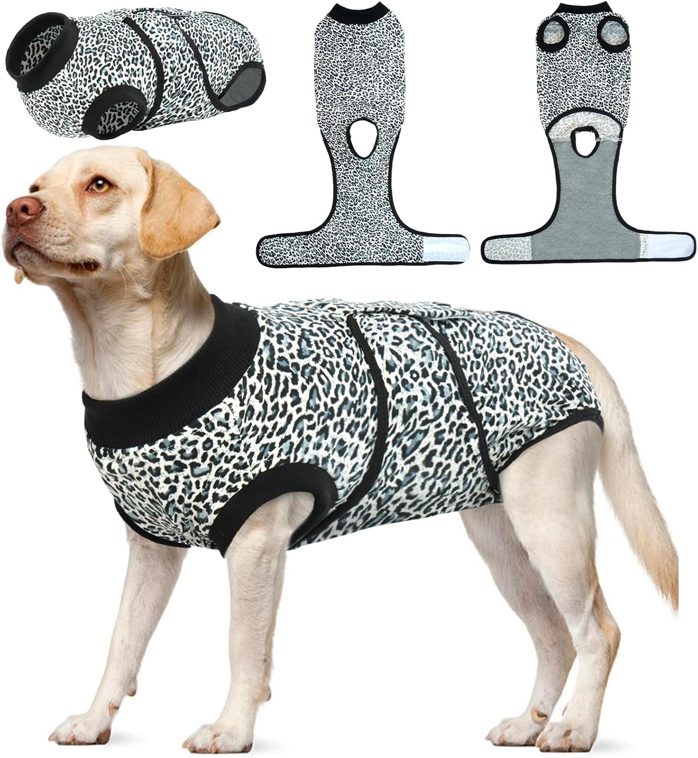 Kuoser Recovery Suit for Dogs, Comfy Dog Recovery Suit Female Doggie Onesie for Surgery, Post-Op Onesie for Female & Male Dogs, Soft Protective Wear, BlueLeopard XXL