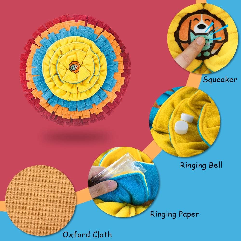 AWOOF Pet Snuffle Mat for Dogs, Interactive Feed Game for Boredom, Encourages Natural Foraging Skills for Cats Dogs Bowl Travel Use, Dog Treat Dispenser Indoor Outdoor Stress Relief (red)