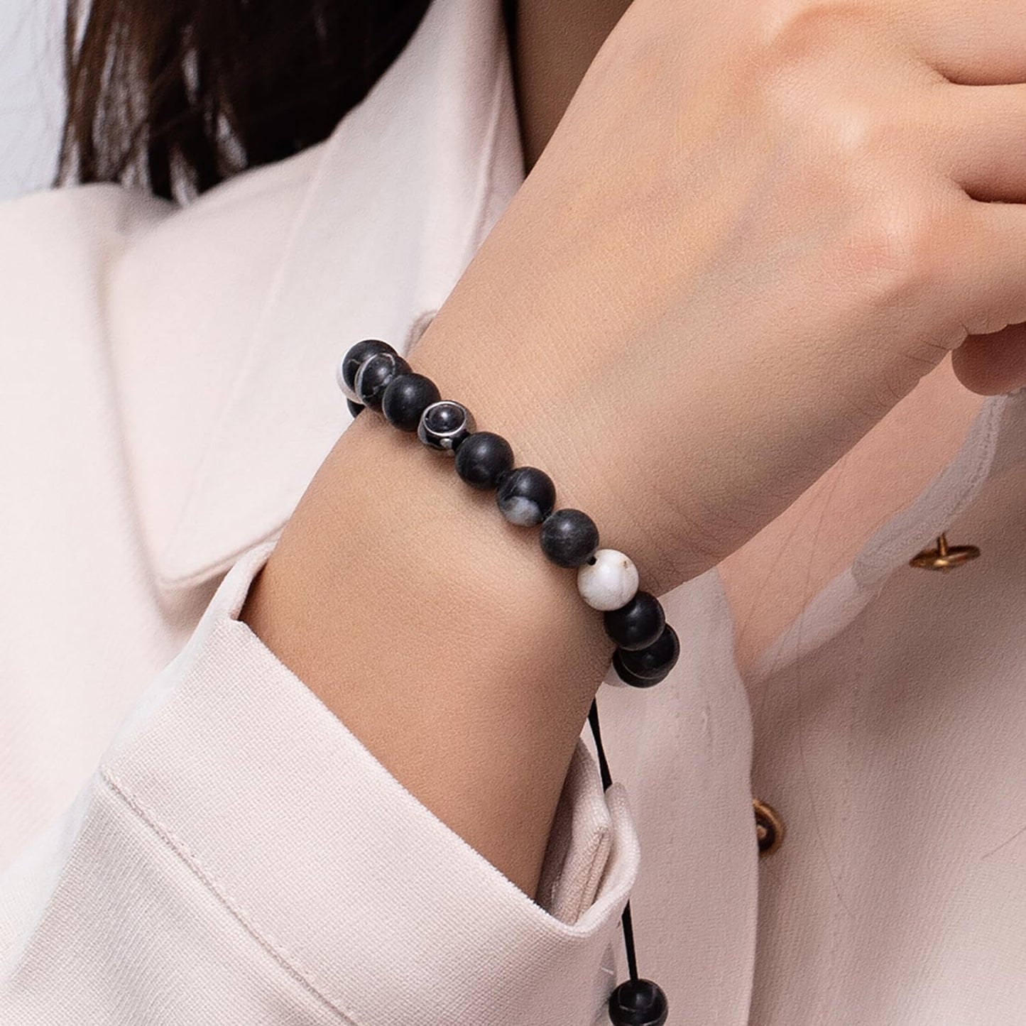 EMIRISTIC Custom Photo Bracelet - Personalized Picture Natural Stone Cuban Chain Bracelet - Any Special Day Gifts