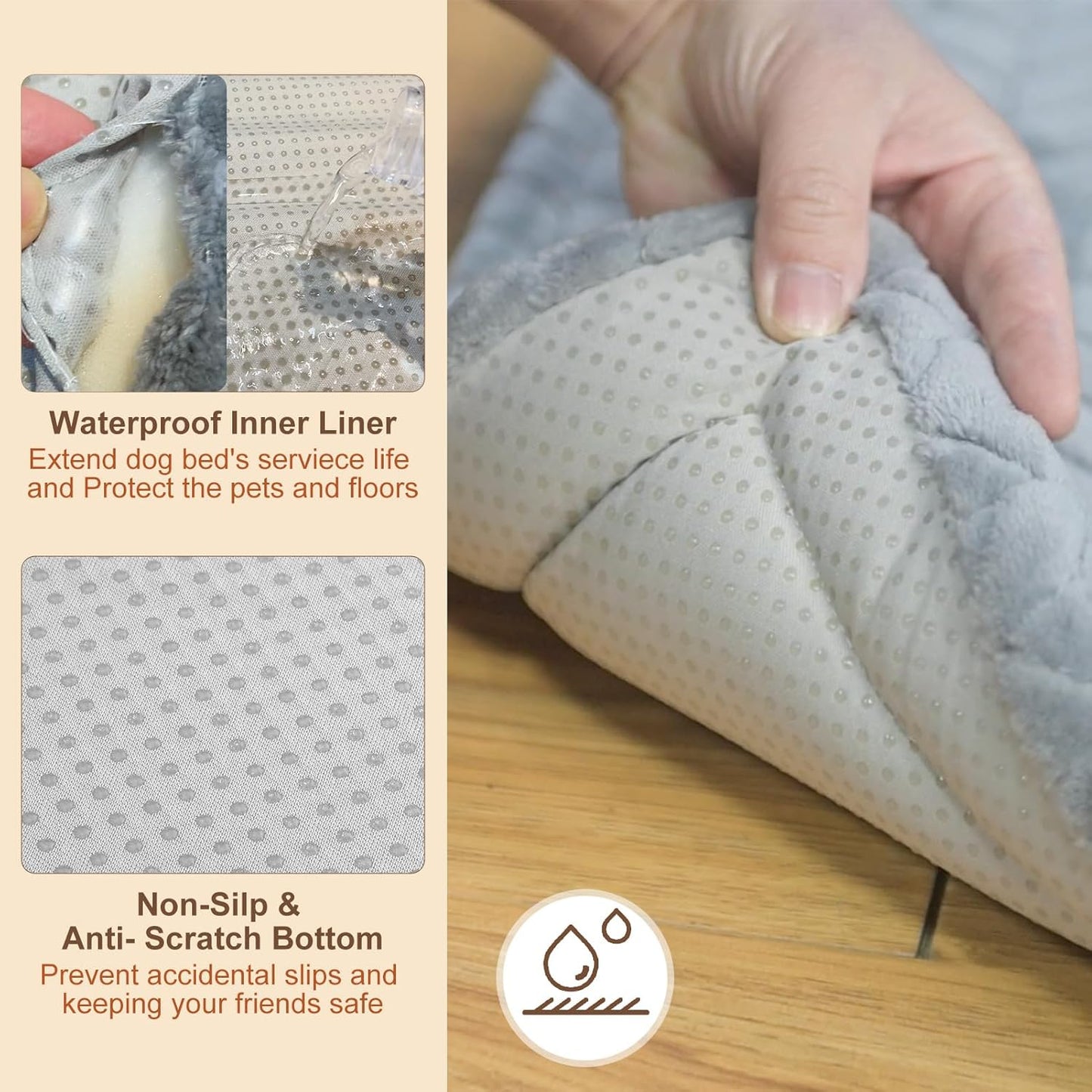 BEAUTYZOO Dog Bed Crate Pad 48 x 30 inch, Washable Dog Crate Mat for XX-Large Sized Dogs, Anti-Slip Pet Crate Bed Kennel Pad, Durable Cozy Puppy Sleeping Mat Rectangle Mattress, Grey