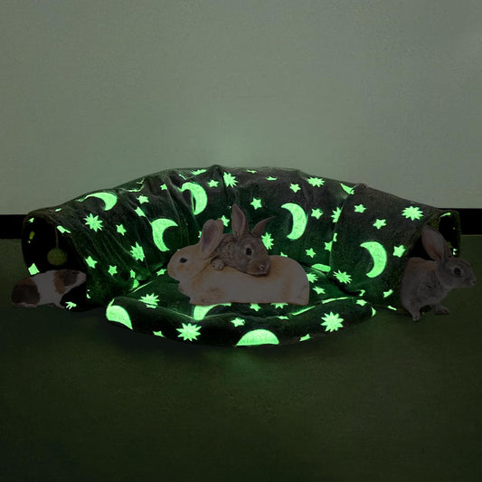 BWOGUE Bunny Tunnel Bed, 2-in-1 Collapsible Tunnel Tubes Toys with Removable Mat Hideout for Cats Kittens Rabbits Guinea Pigs Kitty