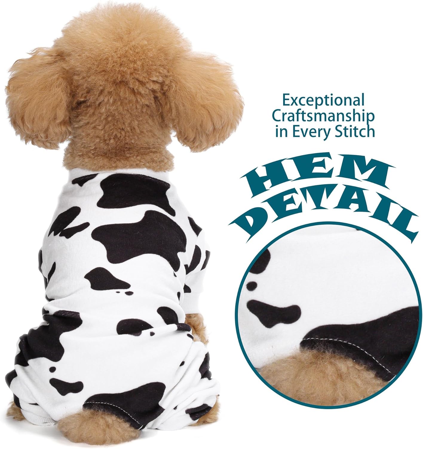 Adorable Cow Print Dog Pajamas – Lightweight, Cozy Four-Legged Outfit for Small to Large Dogs and Cats, Soft and Snuggly Pet Wear for Everyday Comfort and Cuteness.XS