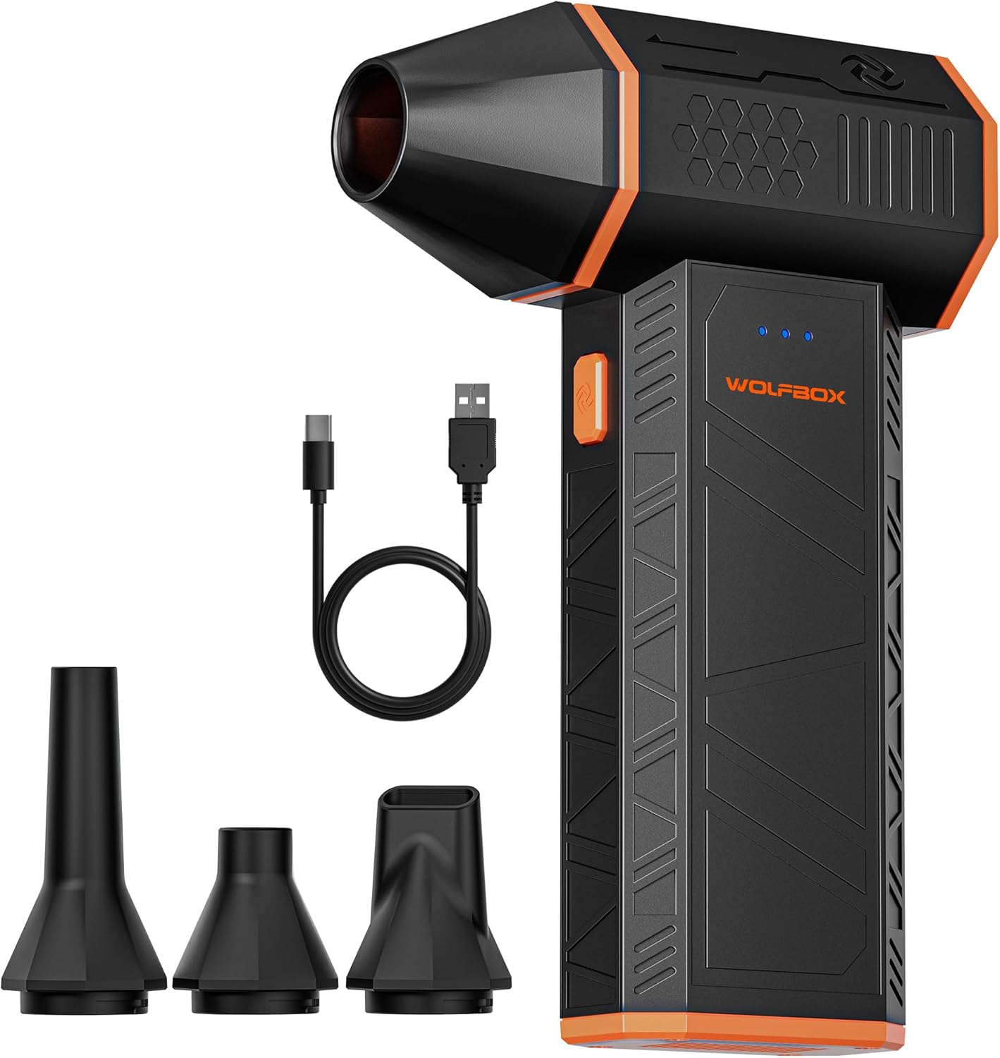 WOLFBOX MF50 Compressed Air Duster-110000RPM Super Power Electric Air Duster, 3-Gear Adjustable Mini Blower with Fast Charging, Dust Blower for Computer, Keyboard, House, Outdoor and Car