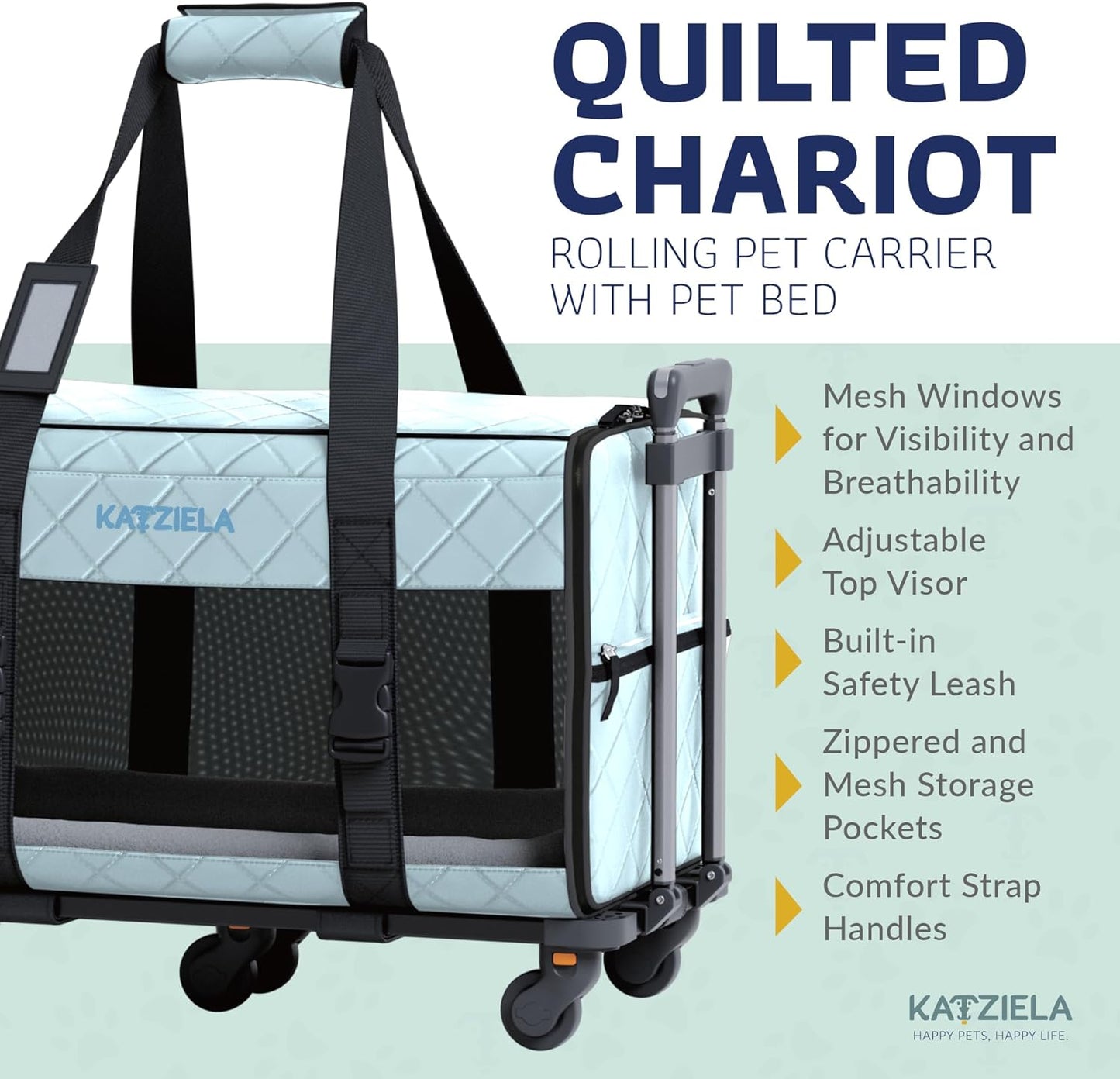 Pet Carrier Airline Approved - Dog Carrier with Wheels - TSA Airline Approved Dog Carrier - Rolling Pet Carrier with Wheels for Small to Medium Size Cat or Dog - Airplane Cabin Animal (Blue)