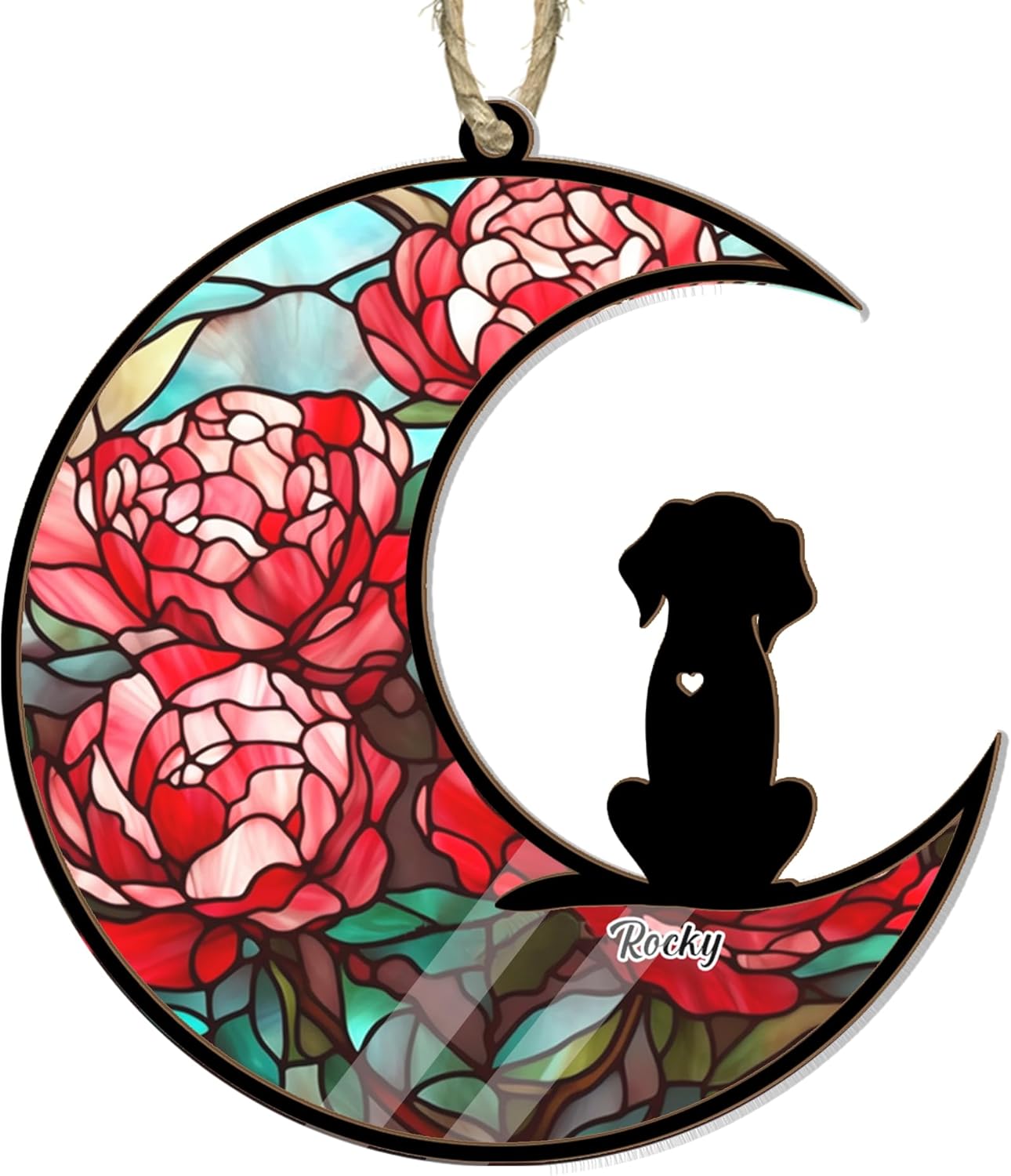 Personalized Dog Memorial Suncatcher Ornament - Custom Name Dog Decor, Dog Memorial Christmas Ornament, Gift for Dog Lover, Loss of Pet Sympathy Gift, Pet Remembrance Keepsake, in Loving Memory Gift