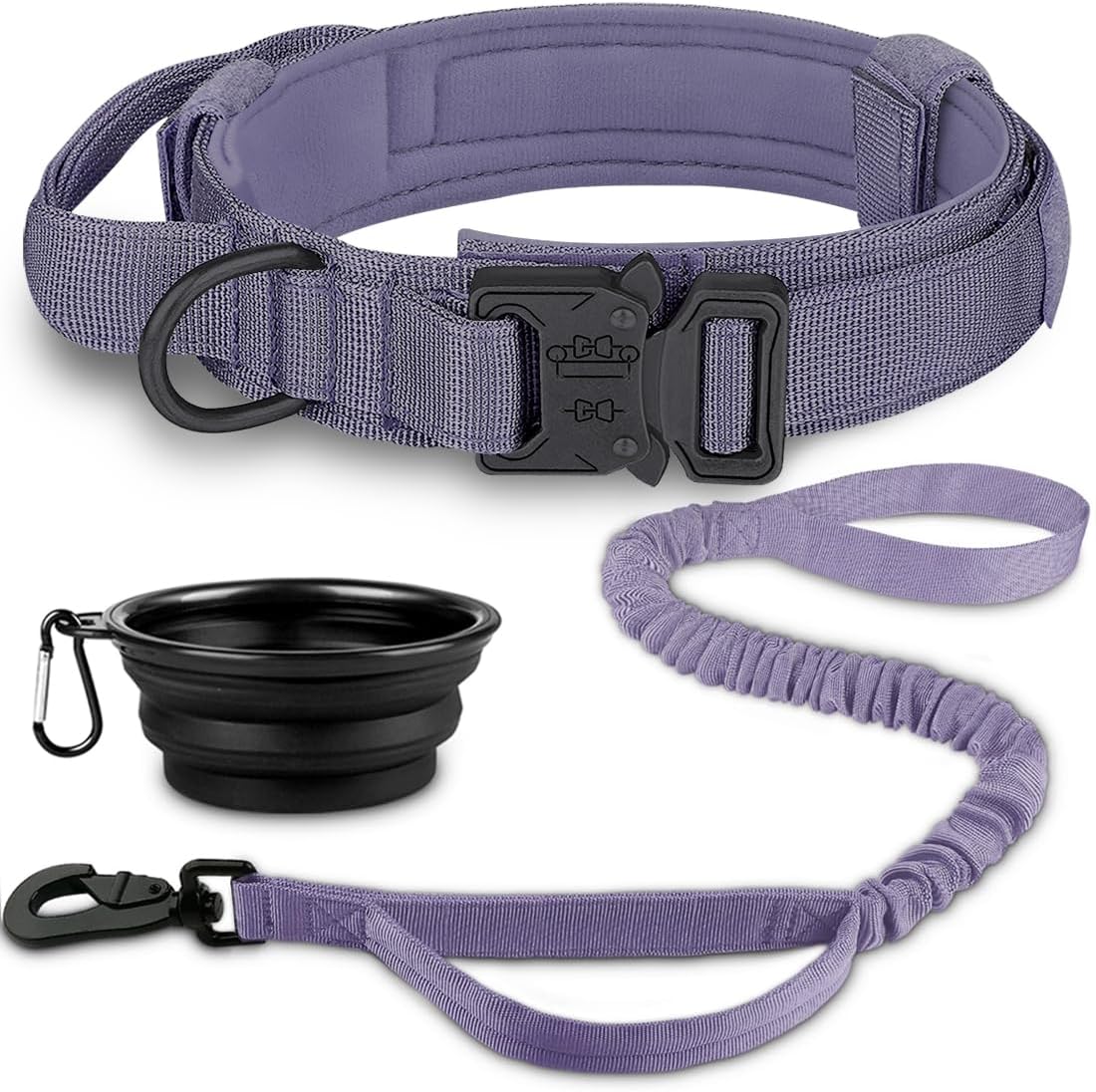 COOYOO Dog Collar,3 Piece Set Tactical Dog Collars, Adjustable Military Training Nylon Dog Collar with Control Handle and Heavy Metal Buckle for Medium and Large Dogs