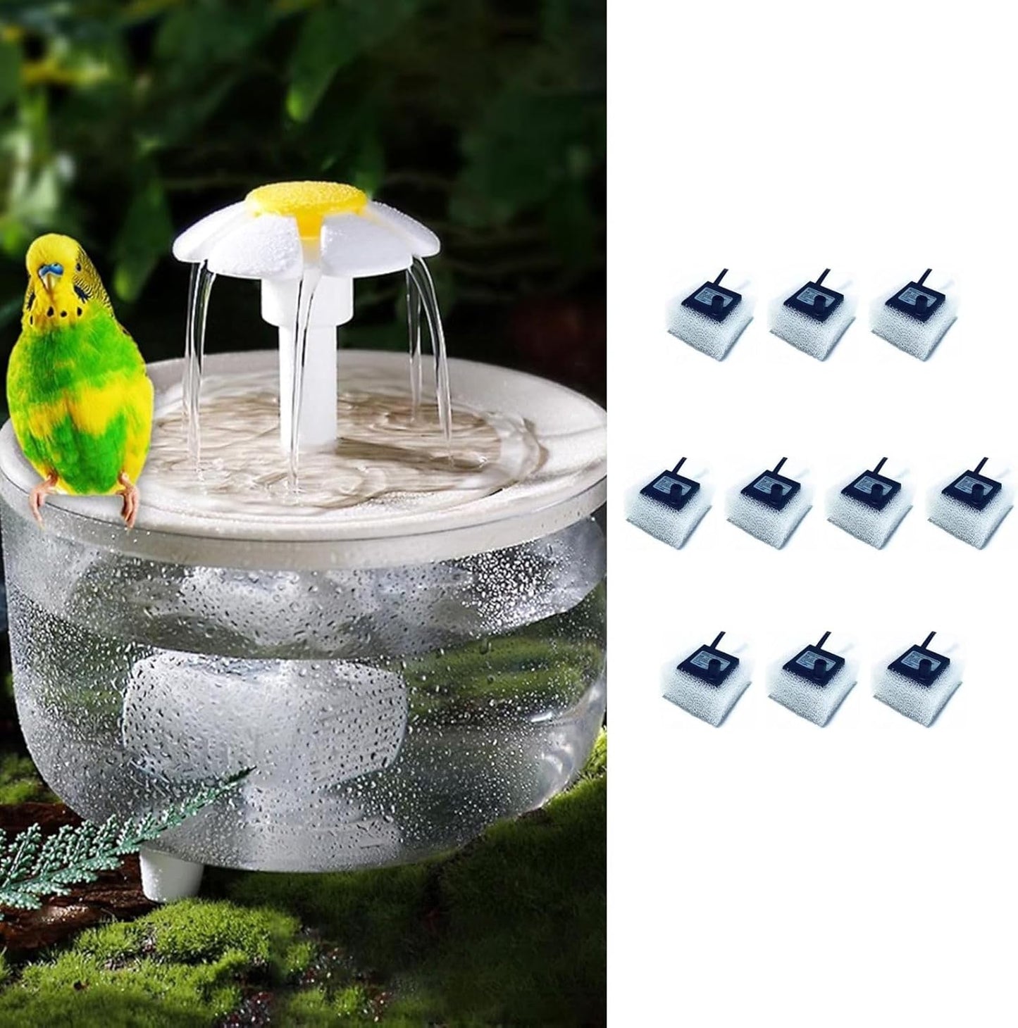 MANON ROSA 10 Pack High-Density Reusable Pre-Filter Sponges – Replacement Parts for Bird Fountains Bath Filters