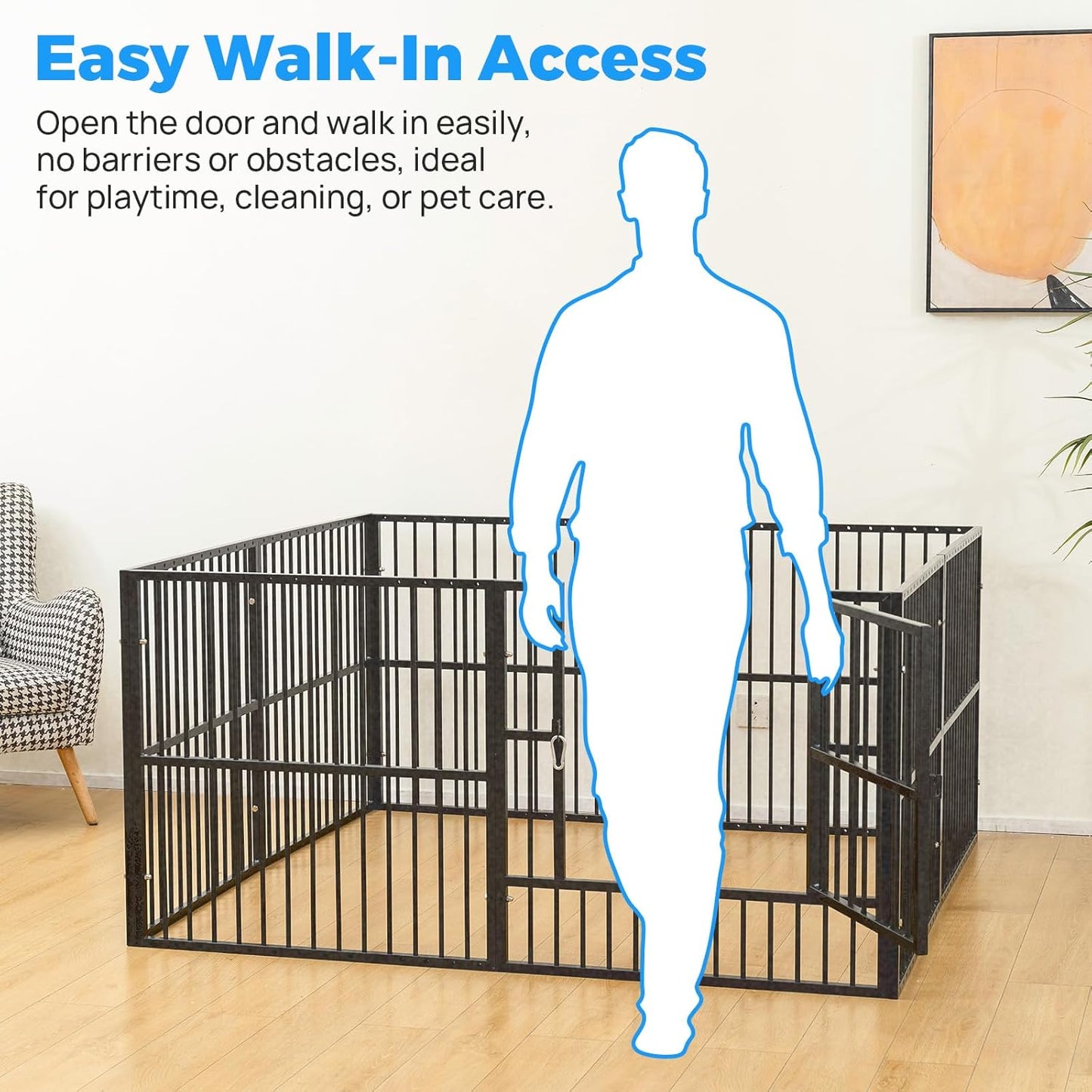 Dog Playpen - 32" Height Dog Pen, Heavy Duty Puppy Pen with Door, Safe & Sturdy, Easy Assemble for Indoor/Outdoor Pet Playpen (12 Panels with Door, Grey)