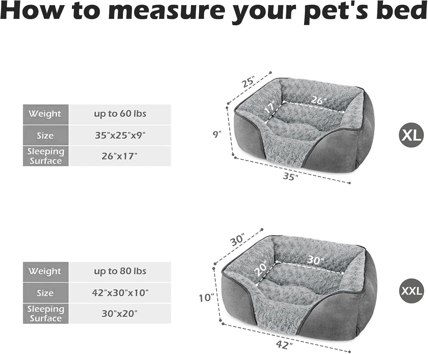 INVENHO XX-Large Dog Bed Rectangle Washable Orthopedic Soft Calming Sleeping Durable Pet Cuddler with Anti-Slip Bottom