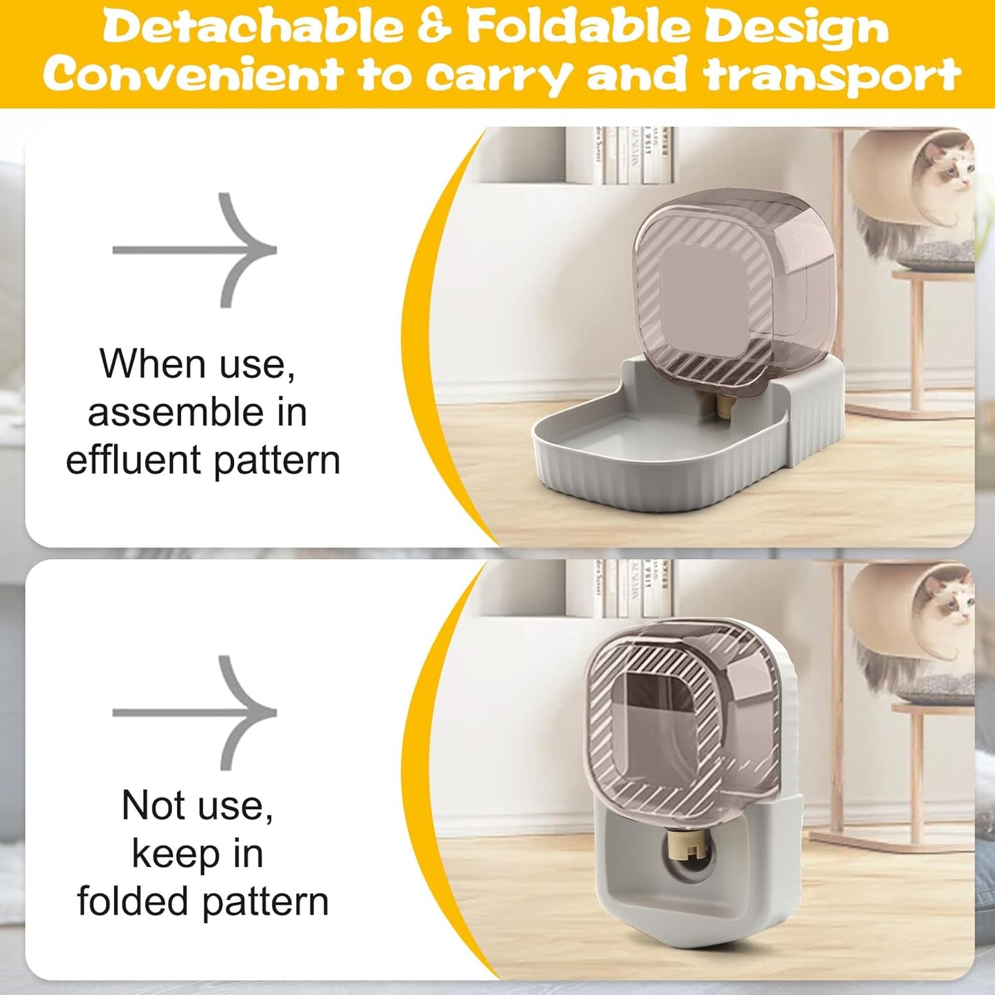 Gravity Water Bowl for Cats, 3L Automatic Pet Water Dispenser, Large Gravity Dog Water Bowl & Cat Water Dispenser, Suitable for Cats, Rabbits, Small and Medium-Sized Dogs