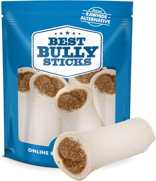 Best Bully Sticks 5-6 Inch Bacon and Cheese Filled Shin Bones for Dogs - 5 Count (Pack of 1) - Easily Digestible, Long-Lasting, Refillable Treat