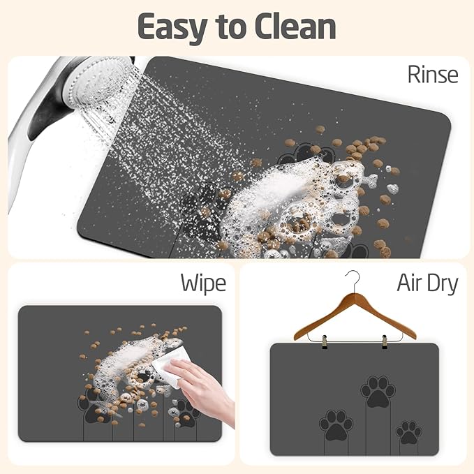 Pet Feeding Mats-Absorbent Dog Mat for Food and Water Bowl, Dog Accessories Pet Supplies, Quick Dry No Stains Water Dispenser Mat for Pet, Non-Slip Bowl mat for Messy Drinkers