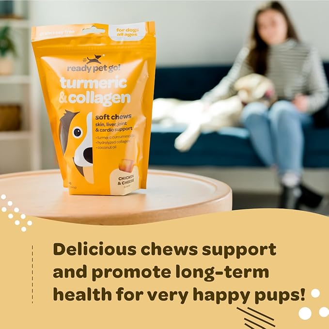 Turmeric for Dogs Soft Chews | Hip and Joint Chews for Dogs Comfort & Mobility with Collagen for Dogs | Dog Joint Supplement for All Ages Breeds & Sizes | NASC Certified & Made in The USA | 90 Chews