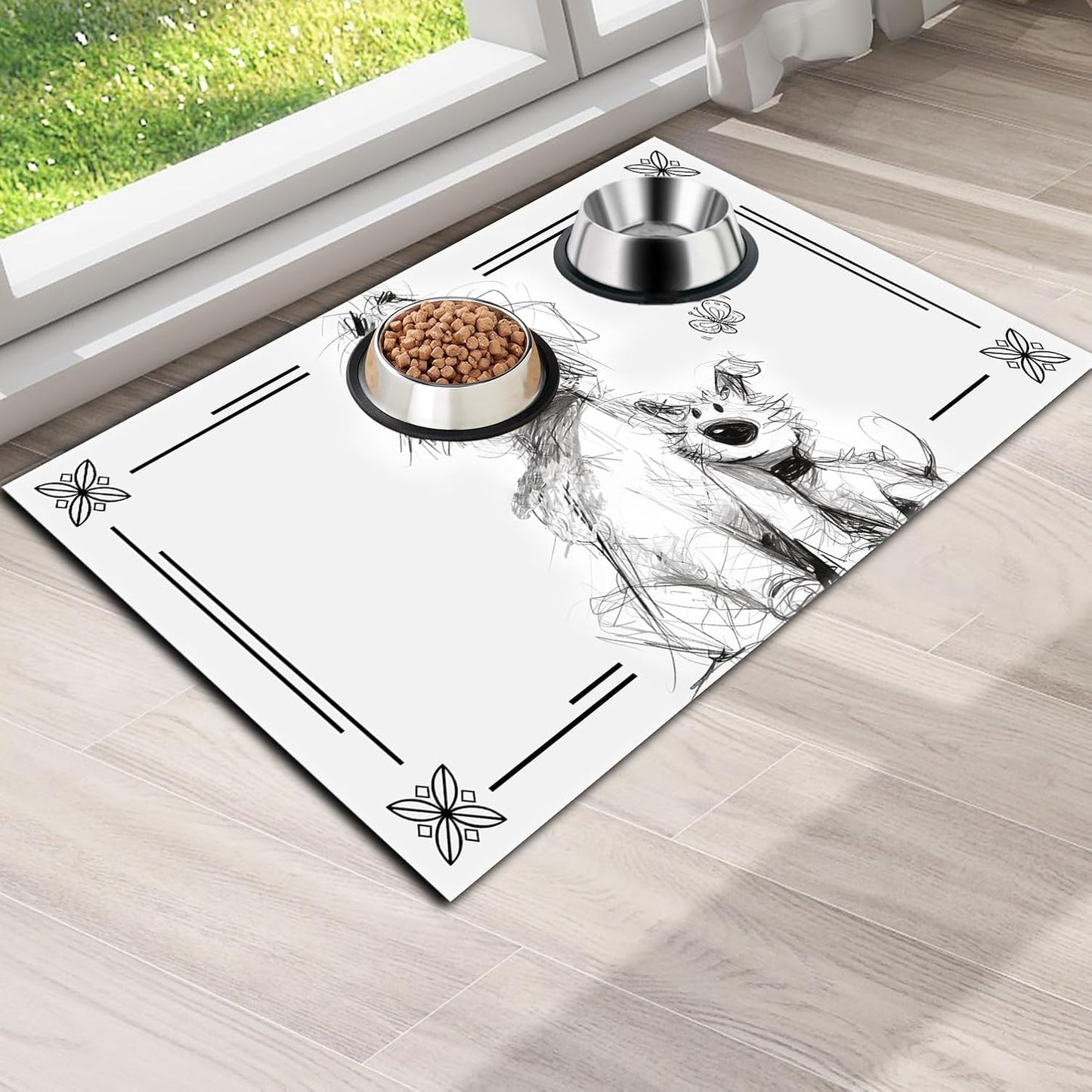 Pet Feeding Mat for Dogs and Cats - Super Absorbent Anti-Slip Bowl Pad, Eco-Friendly Washable Mat to Prevent Spills and Mess Labrador Mat 16"x24"