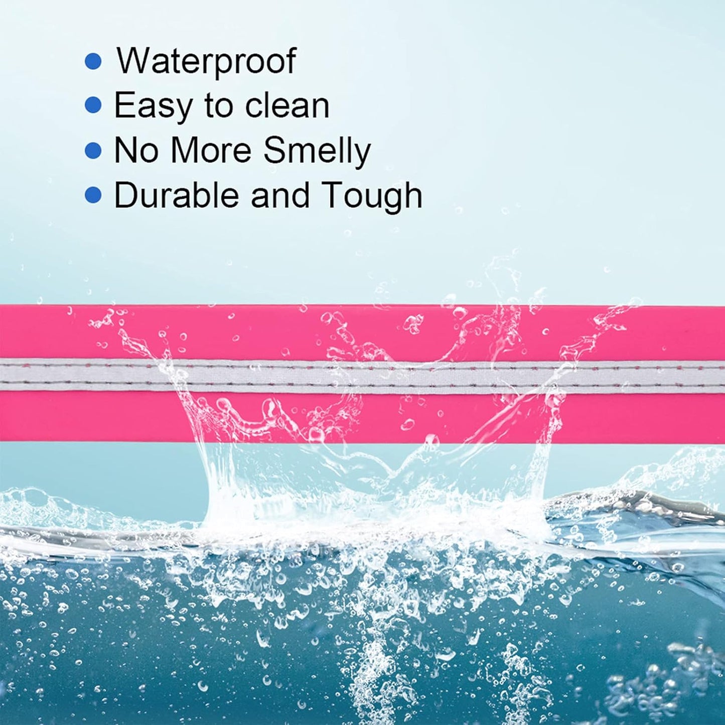 NIMBLE Dog Collar Waterproof Pet Collars Anti-Odor Durable Adjustable PVC & Polyester Soft with Reflective Cloth Stripe Basic Dog Collars S/M/L Sizes (Medium (11.81”-18.5”inches), Pink)