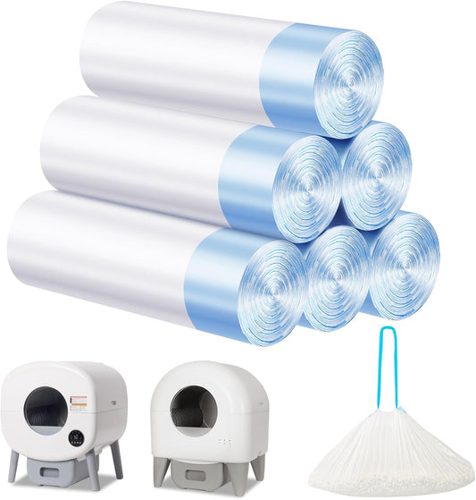 Cat Litter Bags 120 Count, 26.37"x15.74" Drawstring Close Litter Box Liners for Automatic Litter Box,Thick Cat Poop Bags,Easy to Clean,Heavy Duty Robot Bag for Self-Cleaning Box