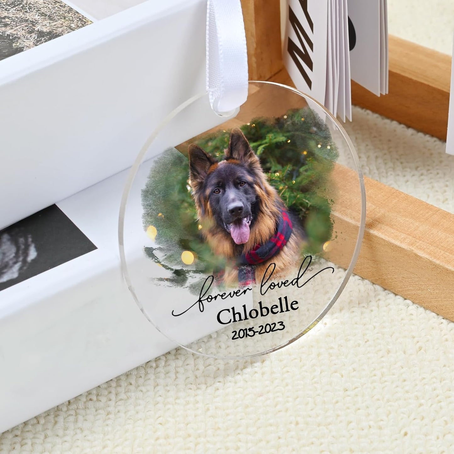 Personalized Dog Memorial Ornament, Touber Dog Christmas Ornaments, Forever Loved Dog Keepsake, Dog Loss Gifts, Pet Memorial Gifts for Dogs, in Loving Memory of Dog - Acrylic
